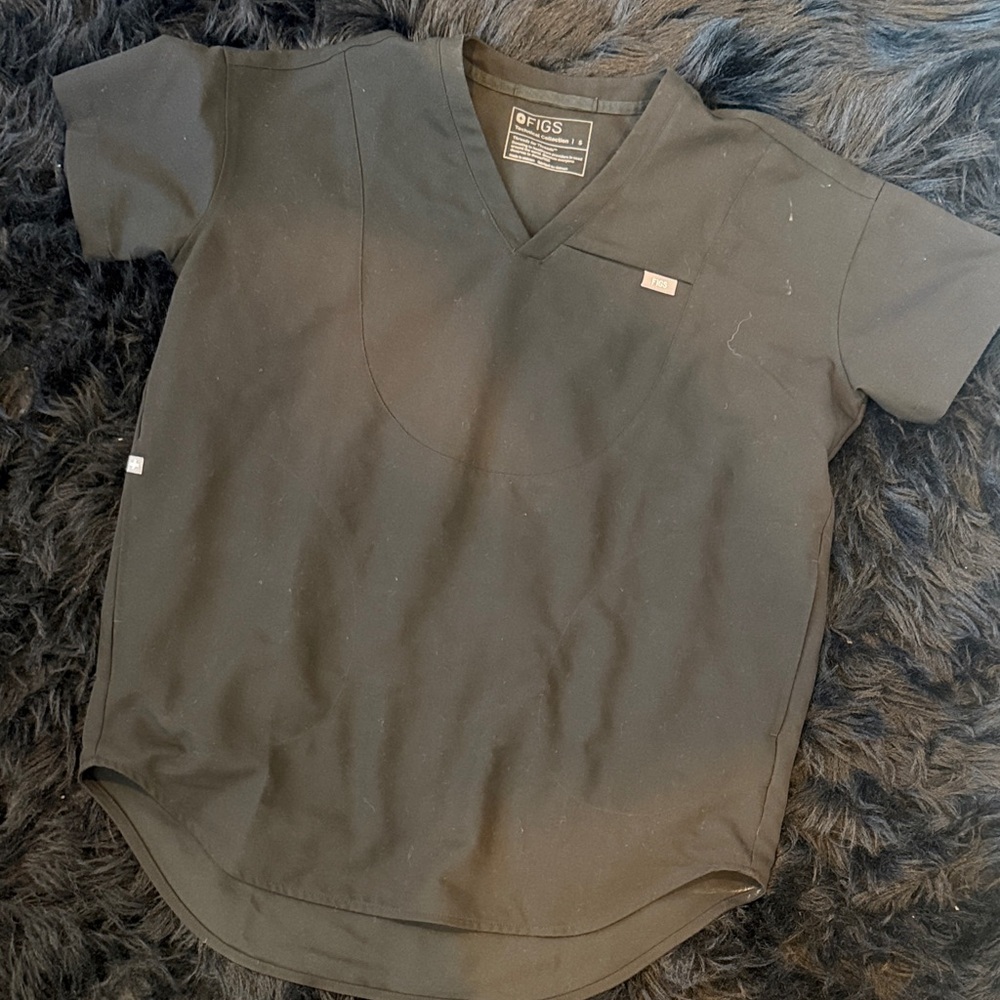 Figs black V-Neck oversized tunic Scrub Top small